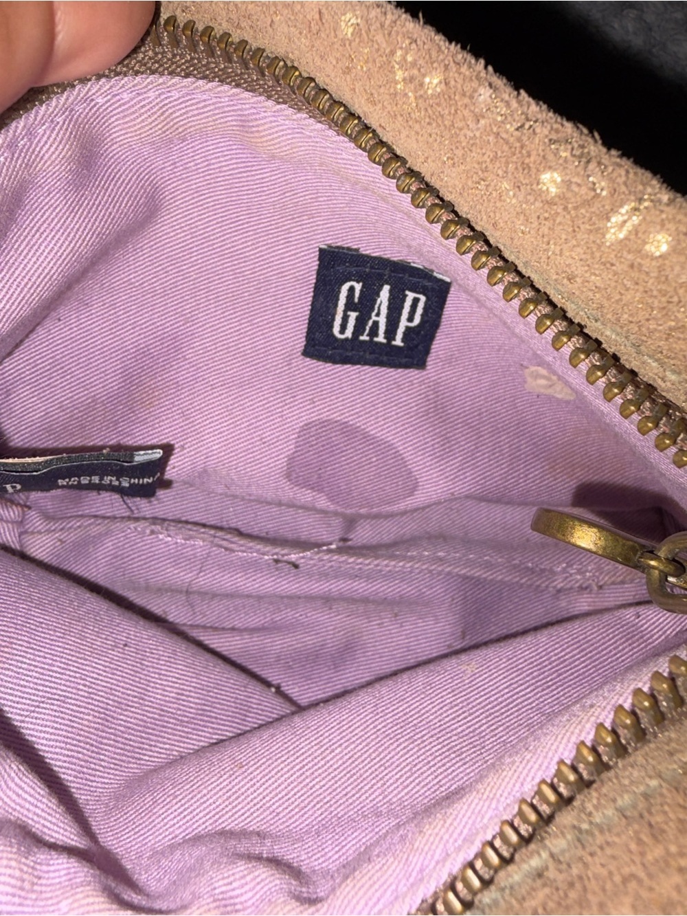 GAP Brown Suede Cosmetic Pouch with Gold Fleck - Picture 5 of 7